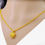 澳門(mén)9999真金女士項(xiàng)鏈韓版黃金色吊墜24k 時(shí)尚簡(jiǎn)約鎖骨項(xiàng)鏈轉(zhuǎn)運(yùn)珠 四葉草心+水波鏈
