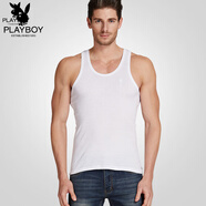 花花公子男士背心男夏純棉運動(dòng)吸汗修身打底跨欄無(wú)袖背心男青年透氣 【無(wú)刺繡】漂白 M