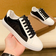 卓佐酷奇男鞋春秋款小白鞋男士板鞋潮牌英倫風(fēng)軟底新款個(gè)性頭層牛皮休閑鞋 黑色 38
