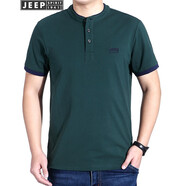 JEEP SPIRIT吉普休閑短袖t恤男夏季薄款商務簡約半截袖男裝打底體恤衫3014 XZ3014墨綠 XXL碼建議170-185斤穿著