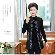 AHKA中年女民族風馬夾背心秋冬冬媽ma裝唐裝夾棉中長款外套坎肩馬甲 黑色+【升級加厚保暖】 XL建議90-100斤