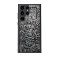 三星s24Ultra檀木質(zhì)手機殼防摔保護套s23U/s22+/s24浮雕fe中國風(fēng) 龍騰四海 三星Note20Ultra
