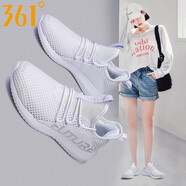 361度女鞋運(yùn)動(dòng)鞋女輕便透氣網(wǎng)面跑步鞋減震夏季網(wǎng)鞋361女士休閑鞋R 361度白/銀白色 39