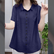 傳祺威登加肥加大洋氣胖媽媽夏裝上衣襯衫夏季新款大碼女裝寬松版遮肉 藍色 6XL170190斤