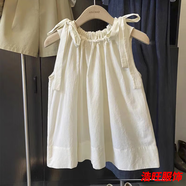 口旋無(wú)袖系帶坎肩背心女夏季設計感小眾甜美減齡氣質(zhì)小衫寬松顯瘦上衣 杏色 L 106-120斤