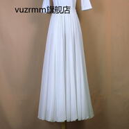 vuzrmm輕奢品牌女裝雪紡半身裙女高腰720度大擺裙子紅色新疆舞舞蹈裙廣場舞半身長裙\x0a 白色 裙長90公分