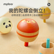 彌鹿（MiDeer）兒童彩色旋轉(zhuǎn)陀螺玩具木質(zhì)童年動物水果款迷你小陀螺男女孩禮物 倒立陀螺-瘋狂小狗