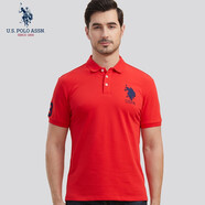 U.S. POLO ASSN.US保羅短袖polo衫男短袖男夏季商務(wù)男士polo衫中青年體恤上衣男 紅色 L