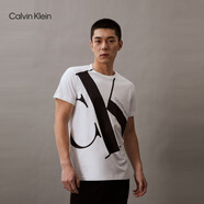 Calvin Klein Jeans夏季男女情侶中性ck純棉醒目大字母印花圓領(lǐng)短袖T恤J318471 YAF-白色 M （推薦135-150斤）