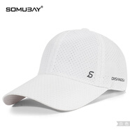 蘇木佰（SOMUBAY）戶外速干帽運(yùn)動防曬帽子男夏登山遮陽鴨舌帽網(wǎng)眼透氣棒球帽軟頂 BQM-3194白色 M 均碼可調(diào)節(jié)