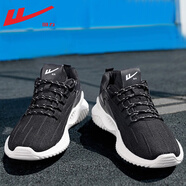 回力（Warrior）官方運動(dòng)鞋男鞋春夏季透氣網(wǎng)面飛織椰子跑步鞋子男 黑白0127 40