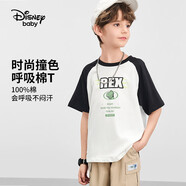 迪士尼（DISNEY）童裝兒童男女童短袖T恤透氣吸濕耐磨內(nèi)搭上衣24夏DB421BE20黑130