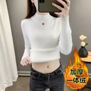 東方鴨100%羊毛衫加絨加厚一體絨毛衣女秋冬內(nèi)搭大尺碼半高領(lǐng)套頭打底針 米白色M 加厚一體絨 XL 121-130斤