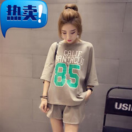 蘭威費雷韓版夏季短袖女士可外穿寬松可愛(ài)學(xué)生夏天裝 85號灰 L 【95-118斤】