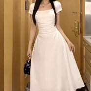 赤音胖妹妹連衣裙顯瘦爆·款2024新款高腰世家千金女夏季法式收腰小眾 白色【長(cháng)款】 淑女/推薦 L 【建議105-120斤】