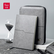 飛茲（fizz）商務(wù)pu皮面6孔活頁(yè)本子記事本磁性按扣筆記本禮物 FZ330005 A6拉鏈本-耐臟銀灰