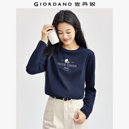 佐丹奴長袖T恤女秋冬純棉田園主題印花圓領休閑上衣13394790