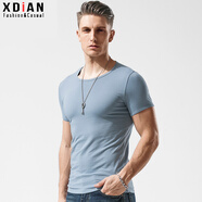 續(xù)點(diǎn) 短袖t恤男 純色運(yùn)動(dòng)夏季休閑緊身圓領(lǐng)上衣白色修身衣服男士T恤衫 天藍(lán)色 M （100-120斤左右）