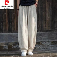皮爾卡丹（pierre cardin）棉麻燈籠褲春秋款女亞麻文藝寬松百搭休閑長(zhǎng)褲中國(guó)風(fēng)寬松禪意褲子 原麻色  L建議【110-125斤左右】