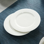 紅玫瑰微瑕特價(jià)款，純白家用陶瓷碗盤(pán)碟泡面碗 飯碗盤(pán)子套裝白瓷無(wú)毒餐 水立方8英寸平盤(pán)6個(gè)裝 無(wú)logo