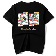 簡拓 2022夏季新品薄款中國風(fēng)刺繡仙鶴純棉短袖T恤 學(xué)生情侶裝體恤男大碼半袖衫 2824黑色 M碼(90-115斤)