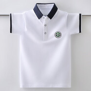 伴1號(hào)（BANYIHAO）男童短袖T恤夏季夏天衣服翻領(lǐng)POLO衫棉寬松兒童上衣男孩中大童 白色 140