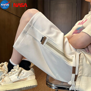 NASA MARVEL短褲男夏季短褲高街休閑運動(dòng)短褲美式五分褲oversize寬松籃球褲 米色 5XL