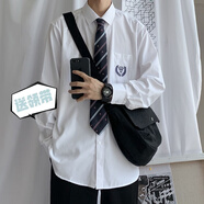 南笙范dk制服高中男女刺繡白襯衫短袖畢業(yè)照領(lǐng)帶班服學(xué)生團(tuán)體jk學(xué)院風(fēng) Q18襯衫【含領(lǐng)帶】 L （適合115-135斤）