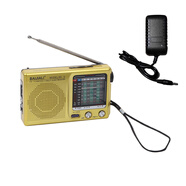 全波段收音機(jī)迷你便捷電臺(tái)廣播調(diào)頻FM中短波AM調(diào)幅老式年人用外貿(mào) 金色-送電池+插電款