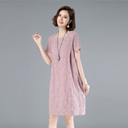 穆夏百合連衣裙夏天2025年女裝新款小個子夏季休閑中長款中年媽媽爆款裙子 圖片色 M 115斤內(nèi)