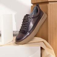 Anthony Miles板鞋男潮流百搭港風(fēng)復古休閑小白鞋低幫耐磨平底鞋真皮 灰色 39