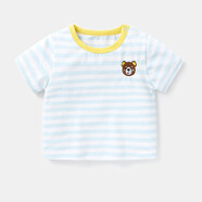嬰兒衣服短袖T恤卡通夏季男童3歲夏裝1-2兒童寶寶女小童半袖上衣 淺藍色 90cm