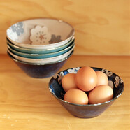 愛陶(AITO)日本原產(chǎn)進口美濃燒陶瓷日式餐具湯碗飯碗面碗小碗 小碗三色六件套