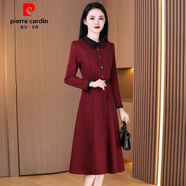 GIOIO廣州十三行毛呢連衣裙女2025新款秋冬季高級高端長(cháng)袖打底加厚裙子 紅色 【喜婆婆婚宴裝】 M 適合【85-105斤】