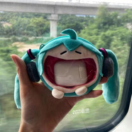 初音未來痛包可愛玩偶fufu周邊毛絨單雙肩大嘴包miku斜挎背包書包 迷你初音耳機(jī)包