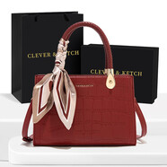 CLEVER & KETCH包包女包單肩斜挎包紅色結(jié)婚新娘包大容量氣質(zhì)款 媽媽生日禮物 紅色