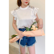 裂帛優(yōu)雅文藝飛邊亮片刺繡柔軟舒適襯衫 白色 S