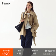 fano studios范洛Fano 2025復(fù)古經(jīng)典雙排扣翻領(lǐng)風(fēng)衣女系帶中長(zhǎng)款外套 卡其色短款 第二批 S