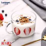 樂(lè )美雅（Luminarc）鋼化玻璃杯微波爐牛奶杯子創(chuàng  )意家用開(kāi)水杯耐熱茶杯 2只圓身（500ML）
