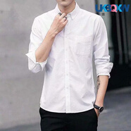 XQBKUW干活穿的襯衫男工地上班含棉衣服夏季工作服襯衣長(cháng)袖 961白色長(cháng)襯衫 XL 建議110-120斤