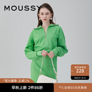 moussy 女裝新款拉鏈半開(kāi)領(lǐng)松緊腰針織連衣裙女010GSK80-0910 031淺綠色 M 00002