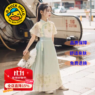 G.DUCKKIDS童裝漢服女童夏裝套裝兒童馬面裙一片式唐裝中國風(fēng)女大童裙子春秋 817馬面裙套裝【夏款】 170 尺碼15~16歲【160-170cm】cm