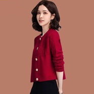 苜戈小香風(fēng)針織開衫女春秋2025新款高腰短款小個(gè)子毛衣針織衫外套上衣 紅色 M 建議95-110斤
