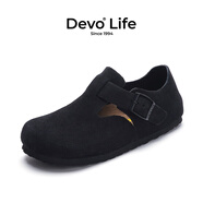 Devo Life的沃軟木勃肯鞋男女同款單鞋絨面復(fù)古包頭鞋情侶文藝休閑鞋 66008 黑色反絨牛皮 41