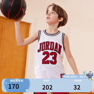Jordan耐克AJ兒童背心 Nike23號(hào)男童籃球服夏季透氣無袖T恤  純白色