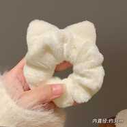 玲川秋冬毛絨貓耳朵發(fā)圈女高顏值扎頭發(fā)馬尾頭繩甜美丸子頭花皮筋頭飾 4#貓耳米白色