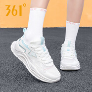 361°女鞋 跑步鞋女運(yùn)動鞋夏季361度女鞋網(wǎng)面休閑鞋透氣軟底旅游鞋子 羽毛白/薄紗藍(lán)6760F 35