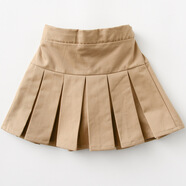珊詩(shī)麗（SexeMara）兒童格子百褶裙幼兒園女生小學(xué)生初中生校園短裙校服半身裙演出服 卡其色 110 cm