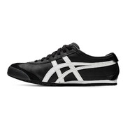 Onitsuka Tiger鬼?；EXICO66夏季皮面透氣輕便百搭跑步鞋男女運(yùn)動(dòng)休閑鞋 黑白色 35