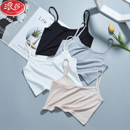 浪莎（LangSha）裹胸內衣春秋打底抹胸防走光莫代爾短款半截吊帶小背心女內搭薄款 均碼短款(75-105斤) M 白色(單件裝)